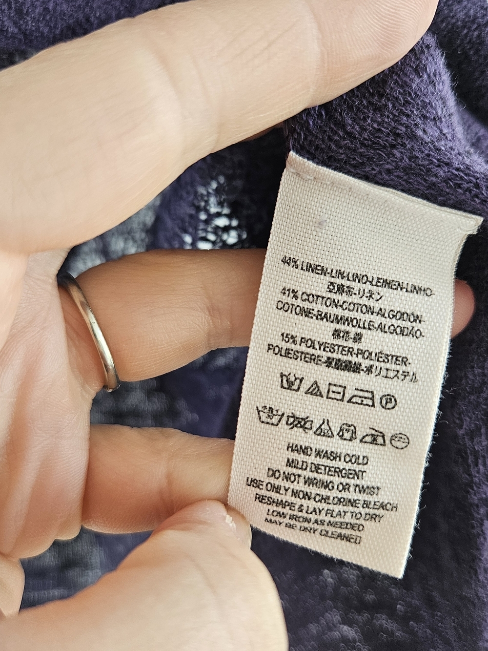 Free People Deep Purple Open-Knit Henley Tunic Oversized Medium Long Sleeve - Picture 6 of 6